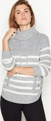 Grey Striped Wool Blend Jumper