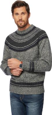 Navy Nordic Print Knitted Jumper