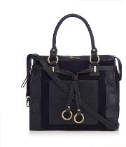 Navy Ring Belted Tote Bag