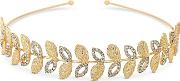 Mw By  Gold Plated Gold Pave Leaf Headband Hair