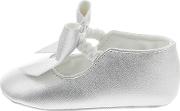 Baby Girls Silver Oversized Bow Bootie