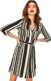 Black And White Stripe Shirt Dress