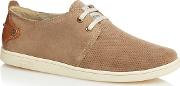 Light Taupe Suede Perforated Shoes