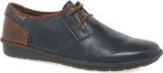 Dark Blue Leather santiago Lace Up Casual Shoes