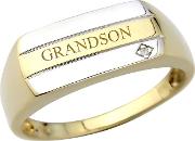 Gents 9ct Gold Plated On Silver Diamond Set grandson Ring