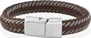 Gents Stainless Steel Brown Leather Bracelet