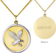 Silver And Yellow Rhodium Plate 'groom' Eagle Pendant