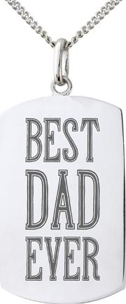 Sterling Silver Gents 'best Dad Ever' Message Tag Pendant
