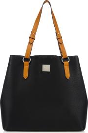 Black Grained Shopper Bag