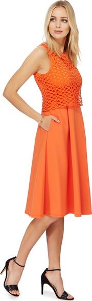 Orange Scuba Lace Prom Dress