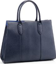 Navy Faux Leather anais Tote Bag
