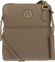 Taupe orsola Fine Leather Cross Body Bag