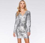 Silver Sequin Bodycon Dress