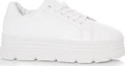 White Lace Up Chunky Flatform Trainers