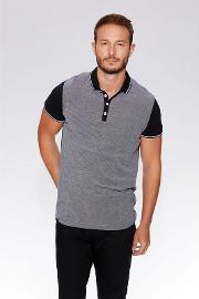 Black Contrast Tipping Slim Fit Polo Shirt