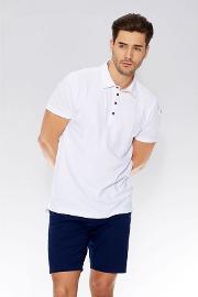 White Pocket Sleeve Slim Fit Polo Shirt