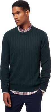 Big And Tall Dark Green Cable Knit Crew Neck Jumper