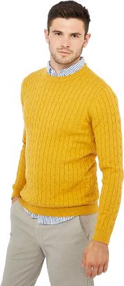 Big And Tall Mustard Cable Knit Jumper