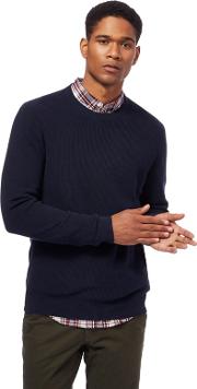 Big And Tall Navy Ribbed Knit Crew Neck Jumper