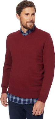 Big And Tall Red V Neck Jumper