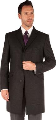 Charcoal Puppytooth Tailored Fit Overcoat