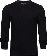 Black V Neck Cotton Sweater