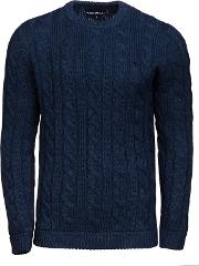 Midnight Heavy Cable Crew Neck Jumper