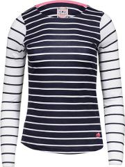 Navy And White Long Sleeves Striped Top