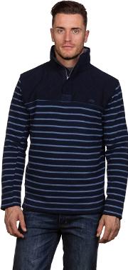 Navy Contrast Stripe 14 Zip Sweater