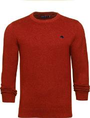 Orange Crew Neck Cotton Cashmere Sweater