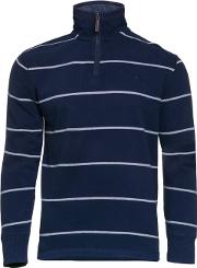 Stripe Jersey Quarter Zip Sweater