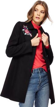 Black Floral Embroidered Dolly Coat