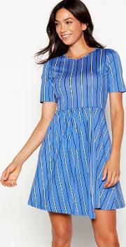 Blue Stripe Wrap Mini Dress
