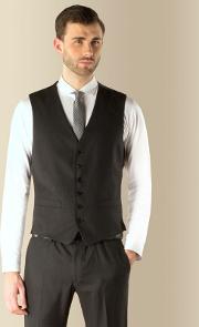 Charcoal Puppytooth Super Slim Fit 6 Button Waistcoat