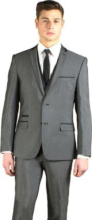 Charcoal Semi Plain Slim Fit 2 Button Jacket