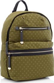 Dark Green Double Zip Spot Print Backpack