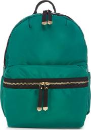 Green Nylon Zip Backpack