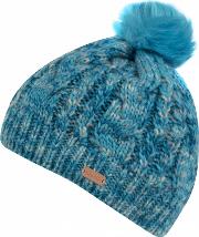 Blue 'frosty' Pom Pom Hat