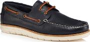 Navy Leather hawthorn Boat Shoes