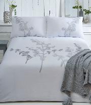 White flora Embroidery Duvet Cover