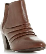 Tan obscure Ruched Heeled Ankle Boots