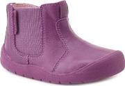 Start Rite Girls Bright Purple Leather chelsea Girls First Ankle Boots