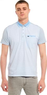 Big And Tall Blue Printed Front Polo Shirt