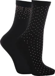 2 Pack Black Studded Fashion Ankle Socks