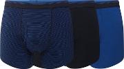 Big And Tall Pack Of Three Navy And Blue Plain And Striped Keyhole Trunks