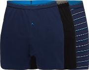 Pack Of Three Blue Striped Boxers