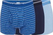 Pack Of Three Navy And Blue Plain And Striped Keyhole Trunks
