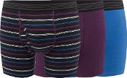 Pack Of Three Purple, Blue And Black Striped Trunks