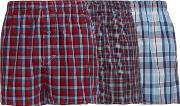 Pack Of Three Red Checked Boxers