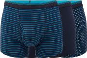 Pack Of Three Turquoise Plain And Patterned Trunks